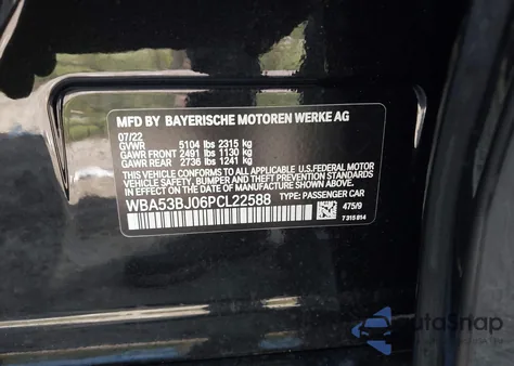 2023 BMW 540 I from USA, damaged, VIN WBA53BJ06PCL22588